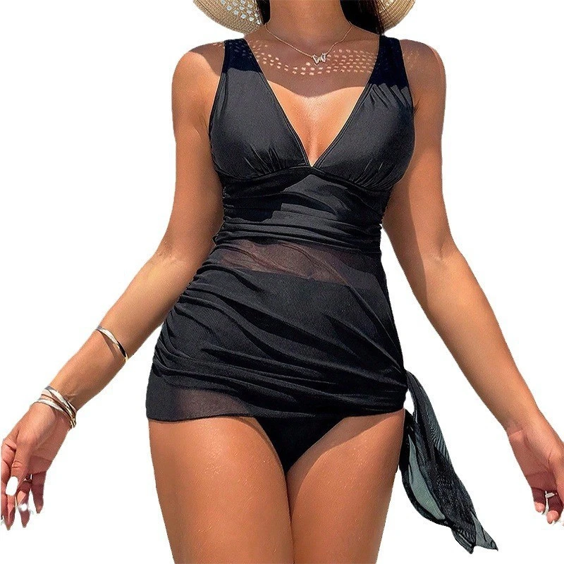 Sheer Mesh Monokini Sexy Beach Dress Swimsuit Bikini-Cut Design For Vacation & Photoshoots